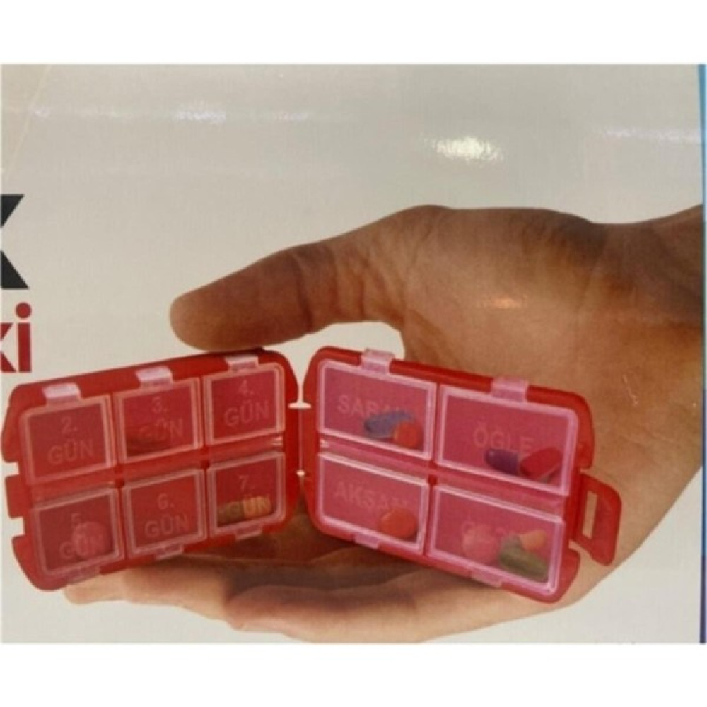 EC Shop Megev Medikal Kırmızı Elma Hapkabı Ilaç Saklama Kutusu Maxi Haftalık 4 Öğün 1 Hafta Bir Arada Eşya Saklama Kutusu Fiyatı