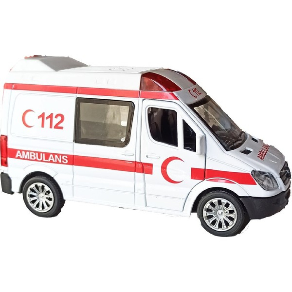 EC Shop Meva Market Ambulans Metal Işıklı, Sirenli, Çek Bırak Tarzında 14CM. 112 Oyuncak Ambulans - Renkli Oyuncak Araç Fiyatı