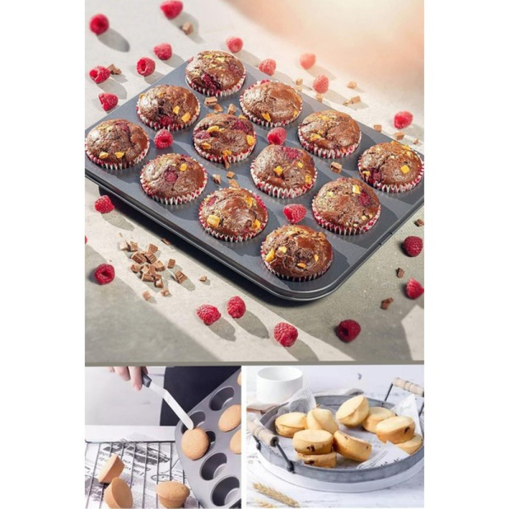 EC Shop Minibirevim Yanmaz Yapışmaz 12'li Muffin Kalıbı | Muffin Kek Kalıbı 12'li Kek Kalıpları Fiyatı