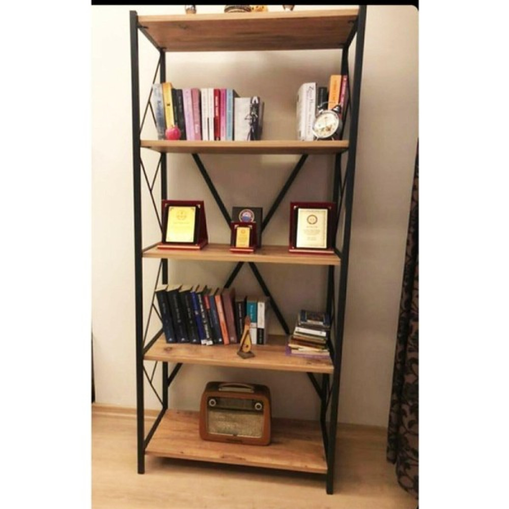 EC Shop Mobecohome Kitaplık 5 Raflı Concept Rafofis Ev Dosya Kitap Rafı Ceviz Kitaplık Fiyatı