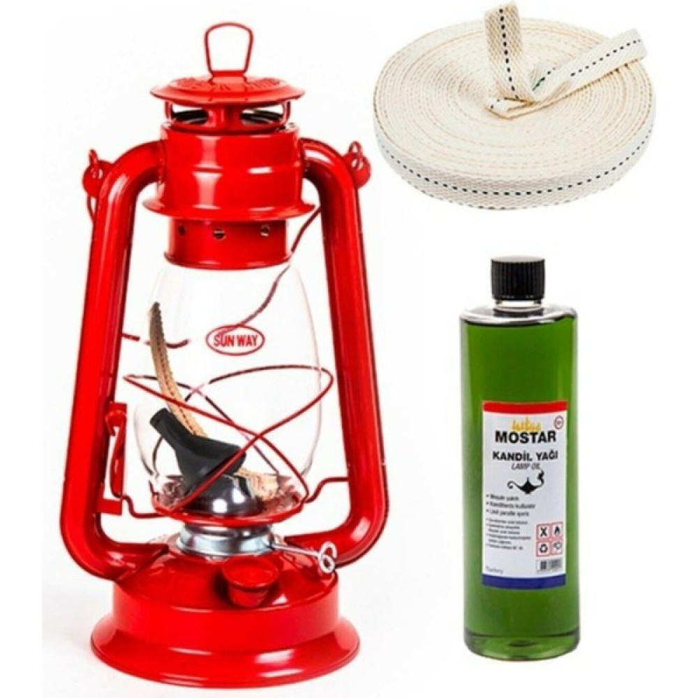EC Shop MOSTAR41 Kırmızı Ortaboy Gemici Lambası 400 ml Yakıtı Yarım Metre Fitil Mostar Gaz Lambası Seti Orta Boy Kamp Aksesuarı Fiyatı
