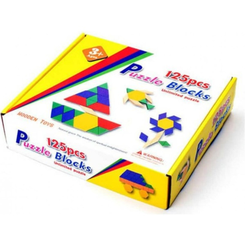 EC Shop Sepetegelsin Ahşap 125 Parça Blok Tangram Puzzle Bebek Oyuncakları Fiyatı