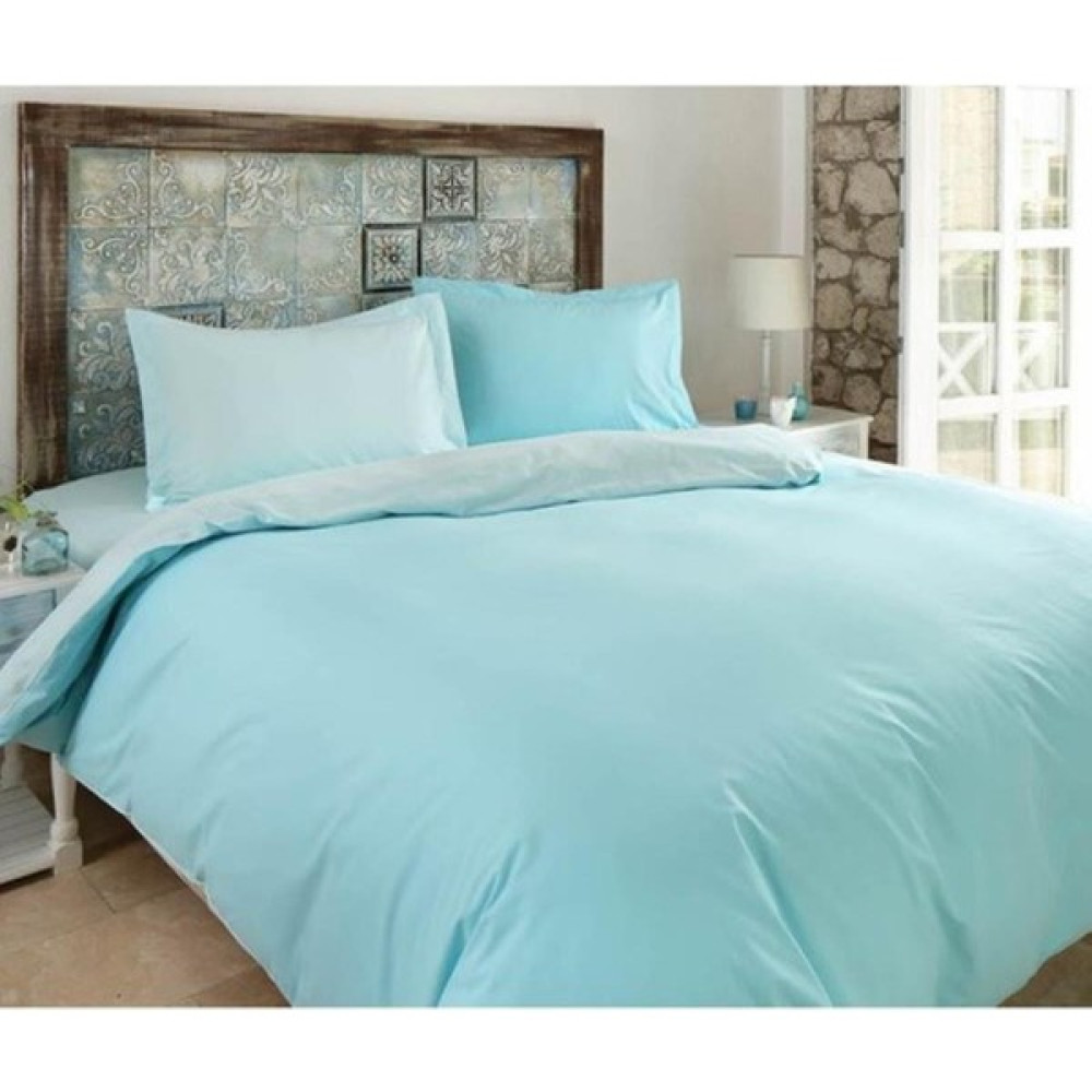 EC Shop Sheri Home Çift Kişilik Nevresim Çift Taraflı 200 x 220 %100 Pamuk Düğme Detay Colormi x  Turkuaz Newblue014533262 - 120 x 200 cm - Açık Gri Nevresim Takımı Fiyatı