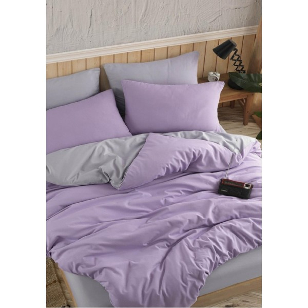 EC Shop Sheri Home Lilac Düz Desen Çift Taraflı Çift Kişilik Nevresim 200 x 220   Pamuk01453020 - 120 x 200 cm - Açık Gri Nevresim Takımı Fiyatı