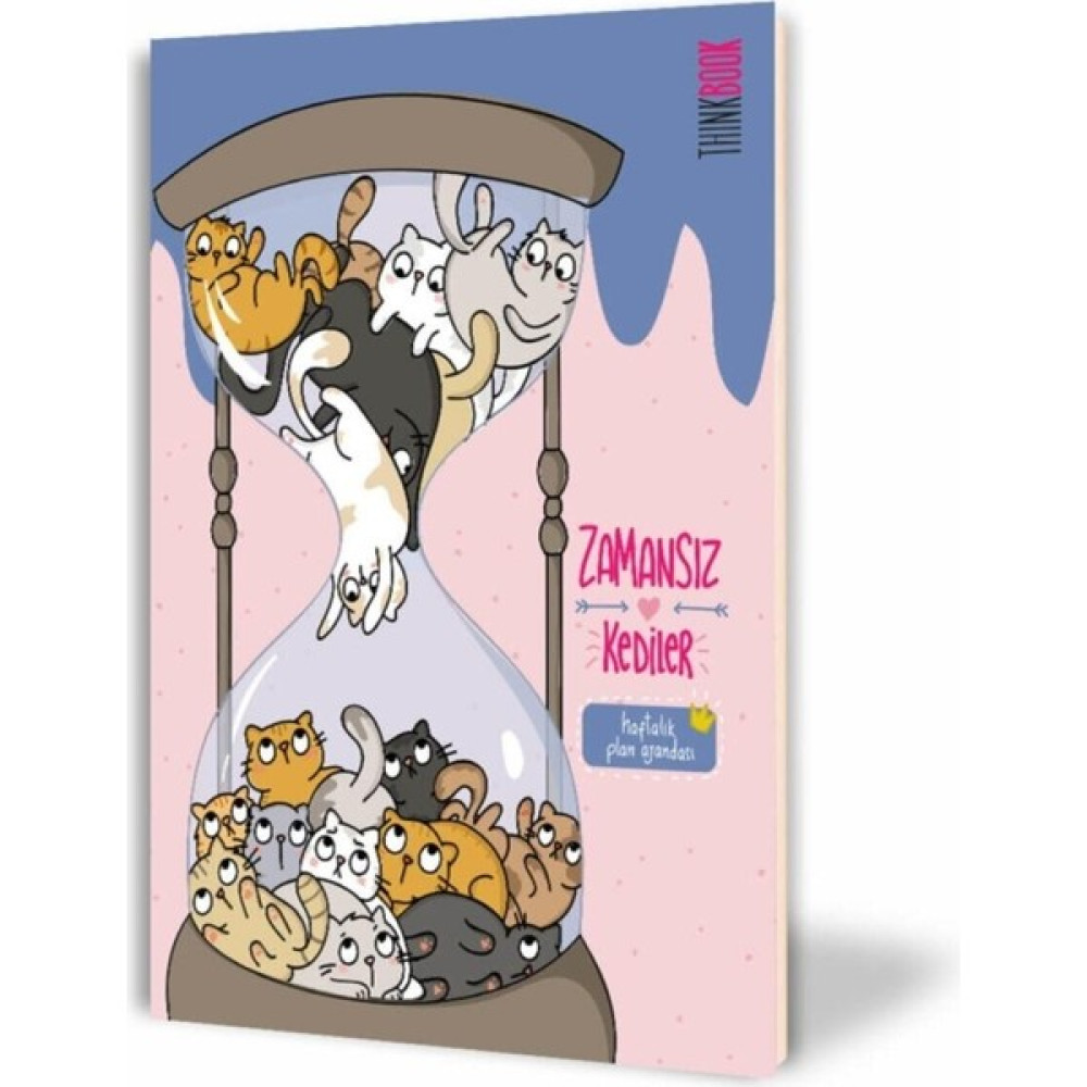 EC Shop Thinkbook Pembe Zamansız Kedi Serisi Kum Saati Zamansız Ajanda 14X20 cm Defter Fiyatı