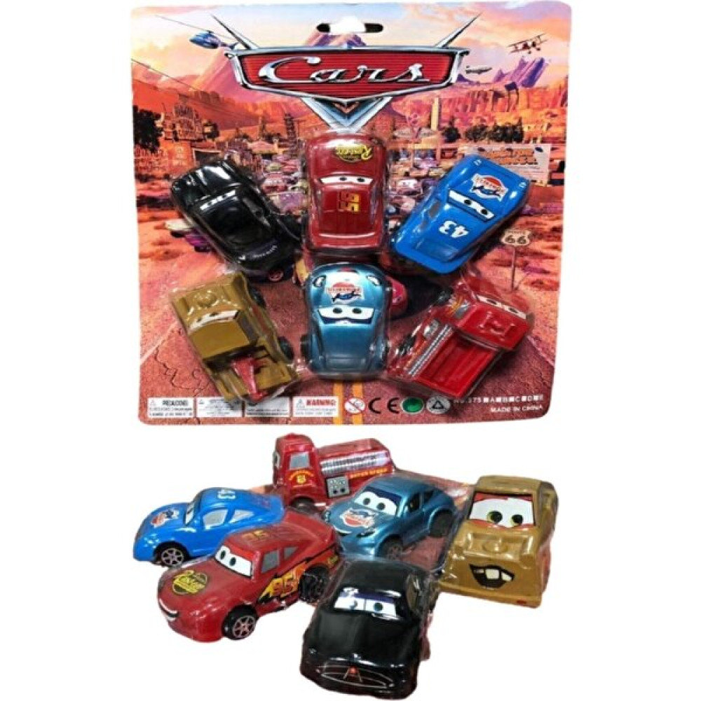 EC Shop Velibabaexpres Şimşek Mcqueen Cars Araba Seti 6'lı Çek Bırak Plastik Oyuncak Araba - Renkli Oyuncak Araç Fiyatı