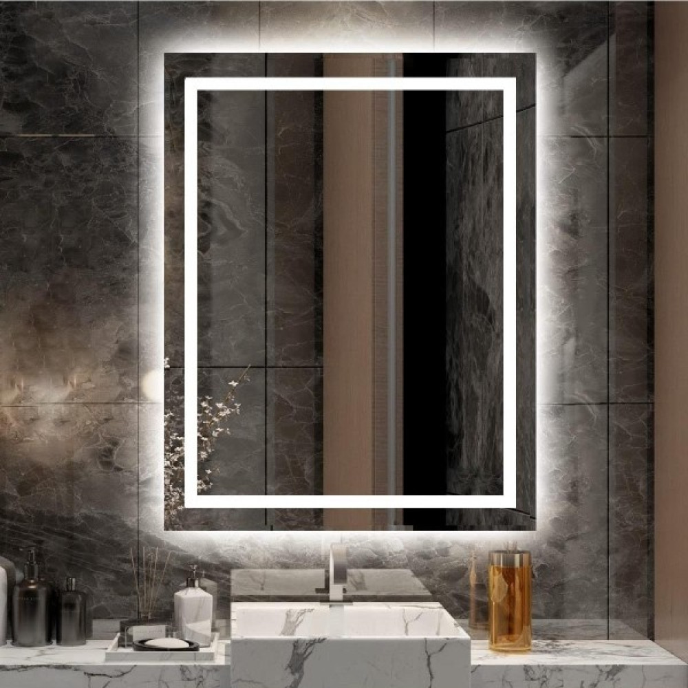 EC Shop Zümrüt Ayna 80X60 cm Dikdörtgen Beyaz Ledli Banyo Aynası Banyo Aynası Fiyatı