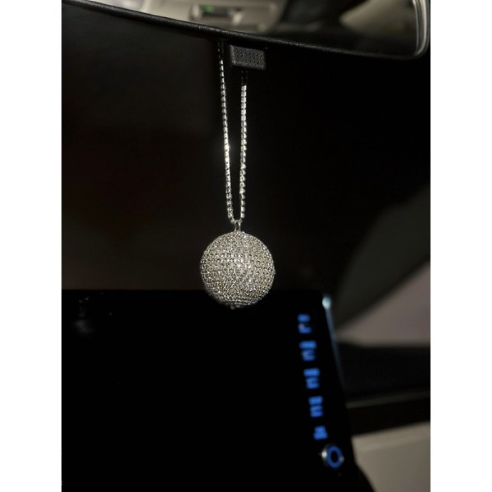 Ecce Luxury Swarovski Taşlı Büyük Disco Topu Dikiz Aynası Süsü Işıltılı Gösterişli Ayna Süsü Gri Renk - Gümüş Oto Dış Aksesuar & Yedek Parça Fiyatı