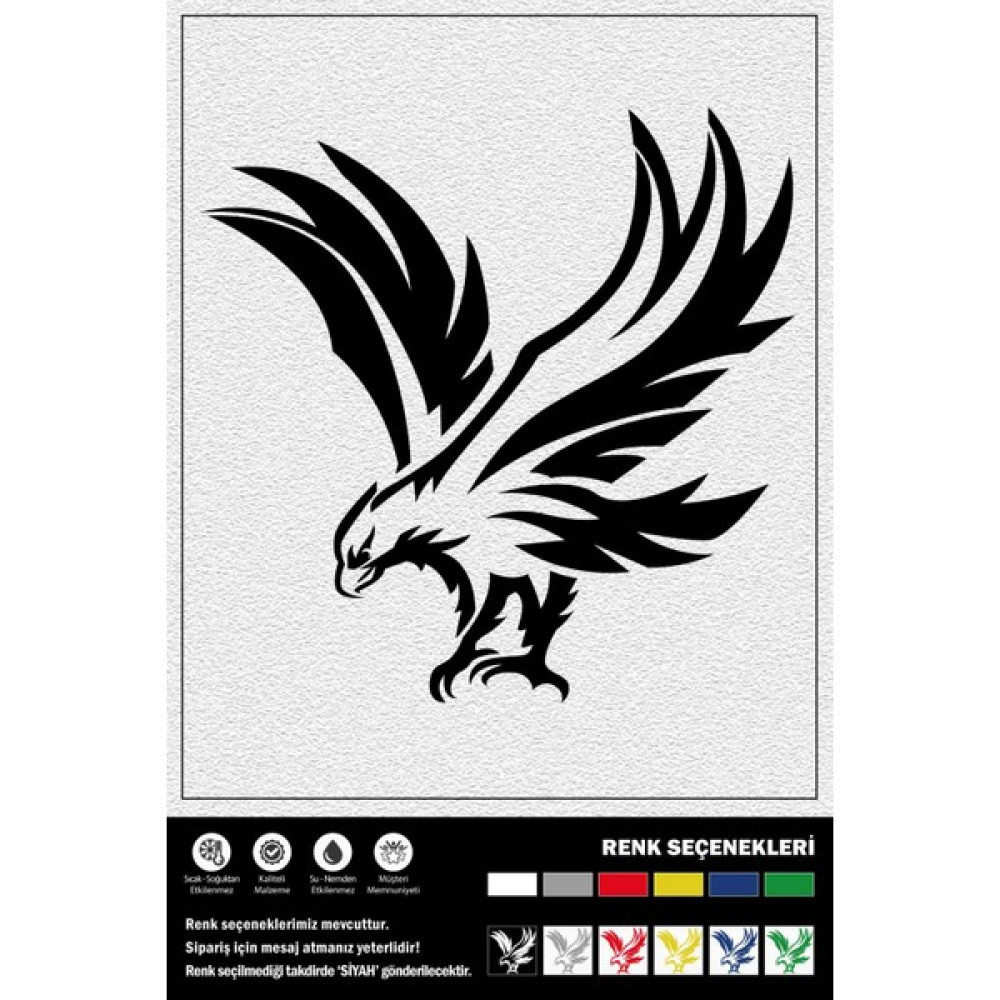 Ecce Uçan Kartal Stıcker 35 x 35 cm - Siyah - 35x35cm Oto Boyaları Fiyatı