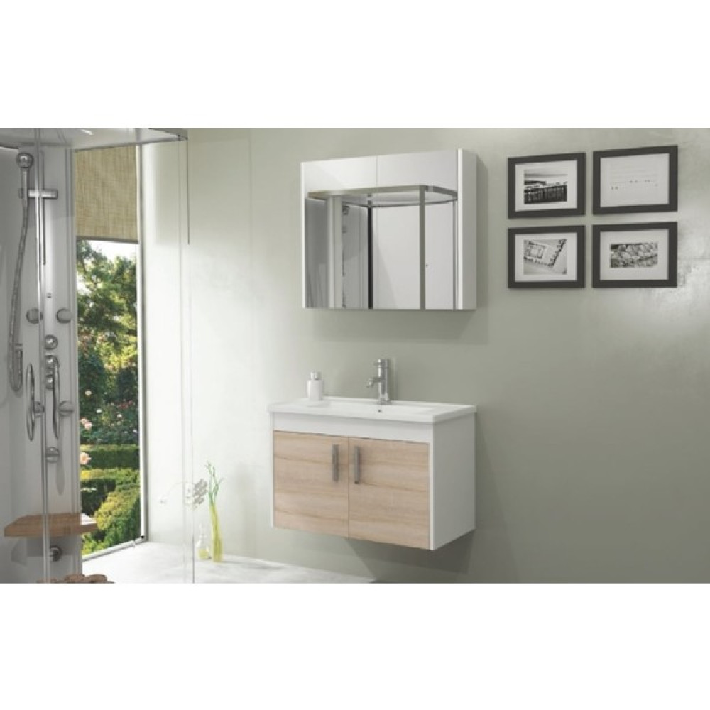 Ece Banyo Ece Gama 80 cm Banyo Dolabı Seti Sonoma Meşe Beyaz Banyo Dolabı / Mobilyası Fiyatı