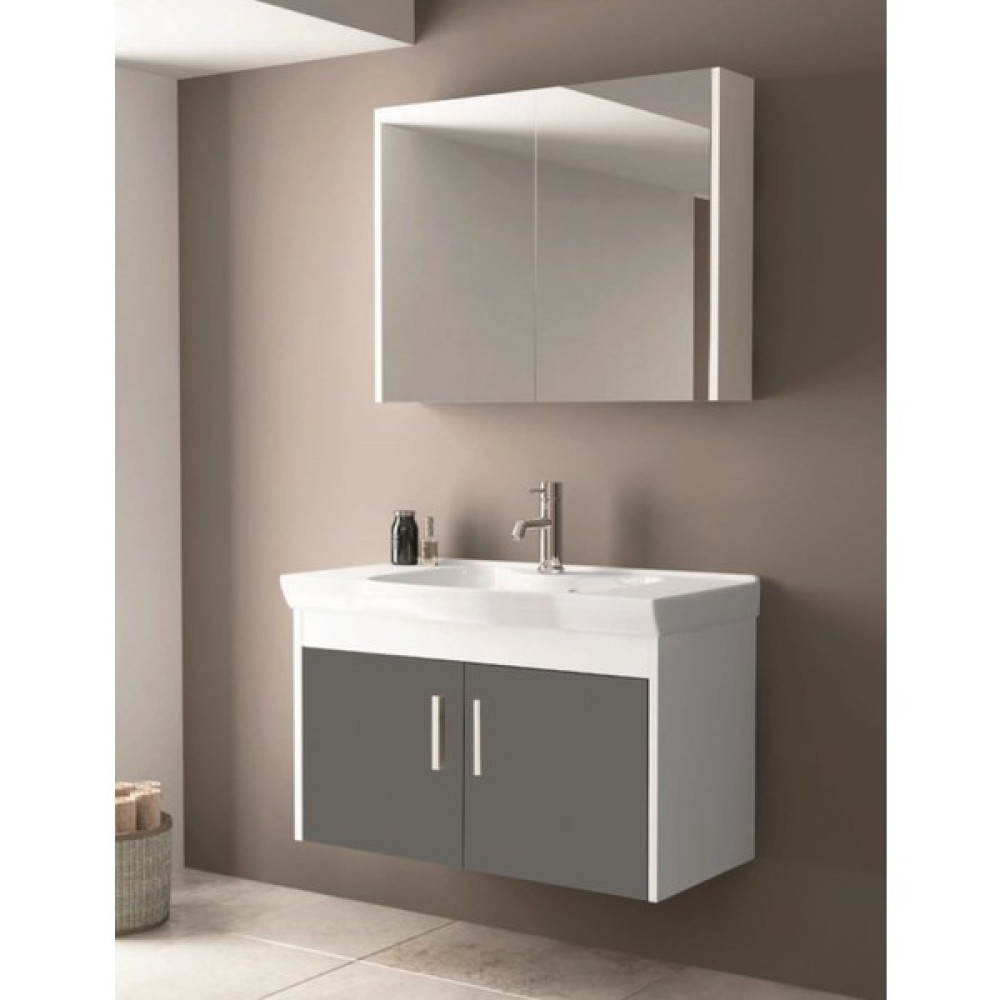 Ece Banyo Gama 91 cm Banyo Dolabı Seti Yeni Antrasit Beyaz Banyo Dolabı / Mobilyası Fiyatı