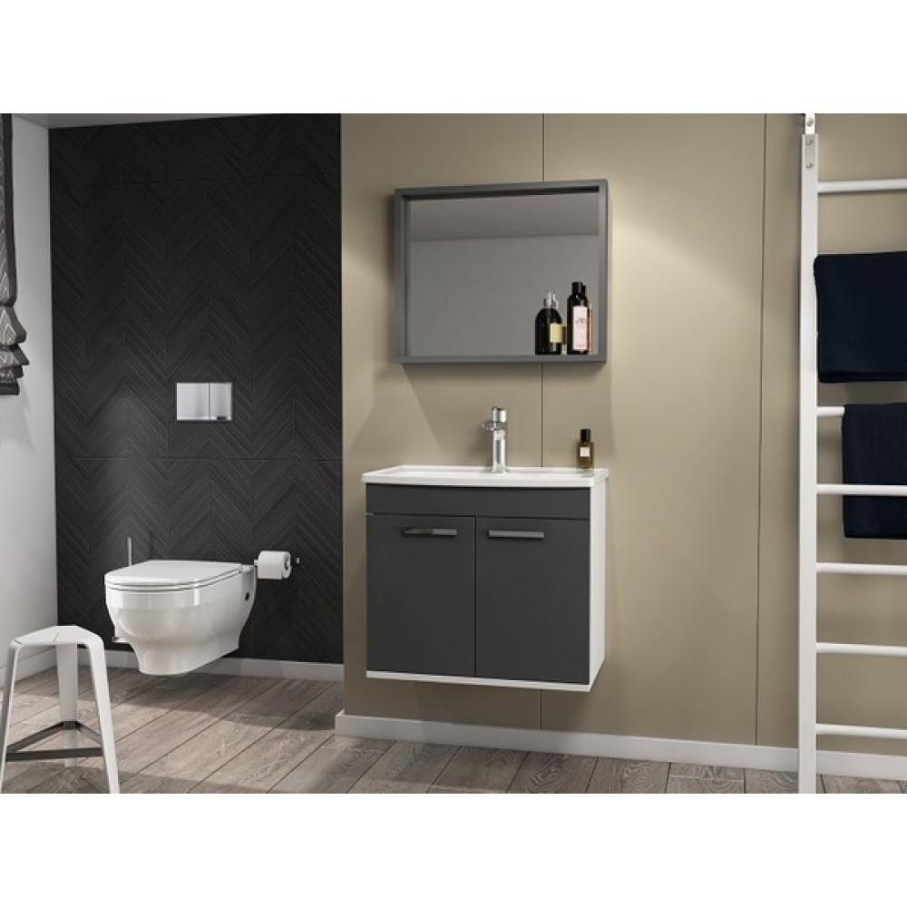 Ece Banyo Rubino Banyo Dolabı 80 cm Set Antrasit Banyo Dolabı / Mobilyası Fiyatı