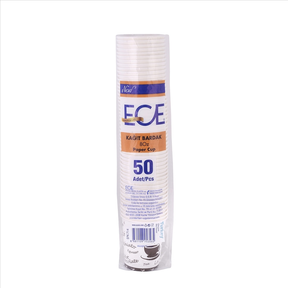Ece Bardak Sıcak İçecek 8 0Z 50'li Fincan / Bardak / Kahve Takımı Fiyatı