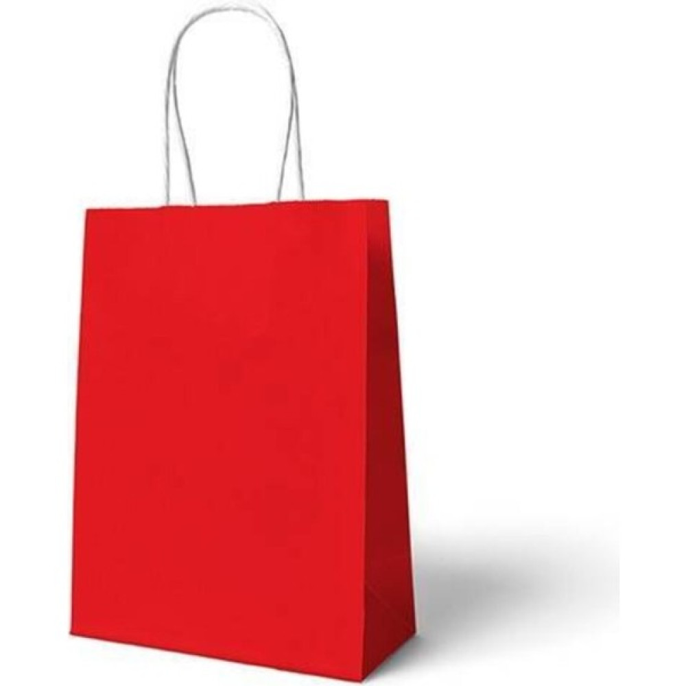 Ecen Plast Kırmızı Kraft Çanta 18X8X24 ( 50 Adet ) ( Kağıt Poşet Çanta ) Nalburiye & Hırdavat Fiyatı