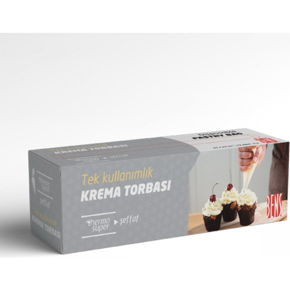 Ecen Şeffaf Krema Krem Şanti Sıkma Torbası Tek Kullanımlık 51CM. 72'li Mutfak Sarf Malzemeleri Fiyatı