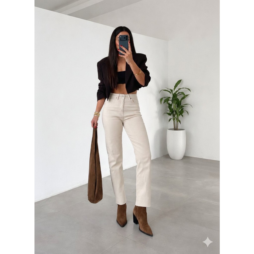 Ecenin Favorileri Ekru Kesik Paça Boy Fit Kadın Jean Pantolon Giyim & İç Giyim Fiyatı