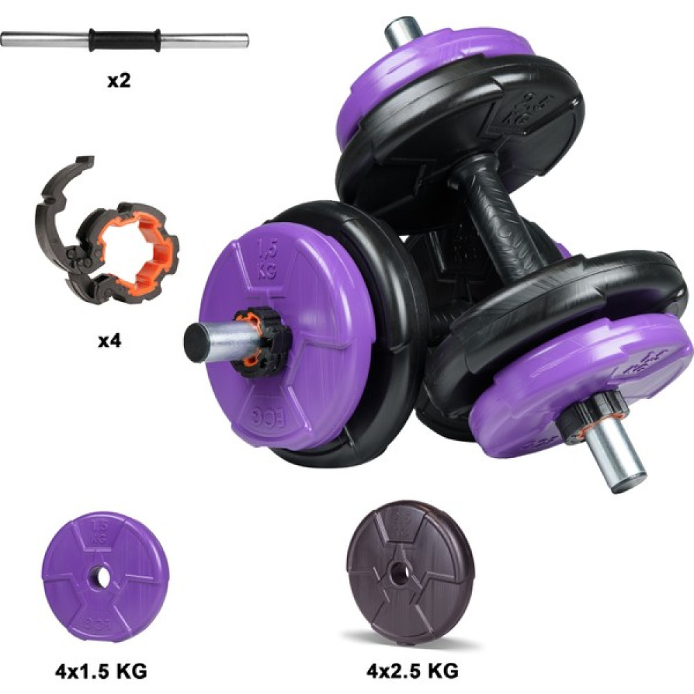 Ecgspor 16 kg Dambıl Seti Mor-Siyah 6 In 1 Fitness Set Oto Boyaları Fiyatı