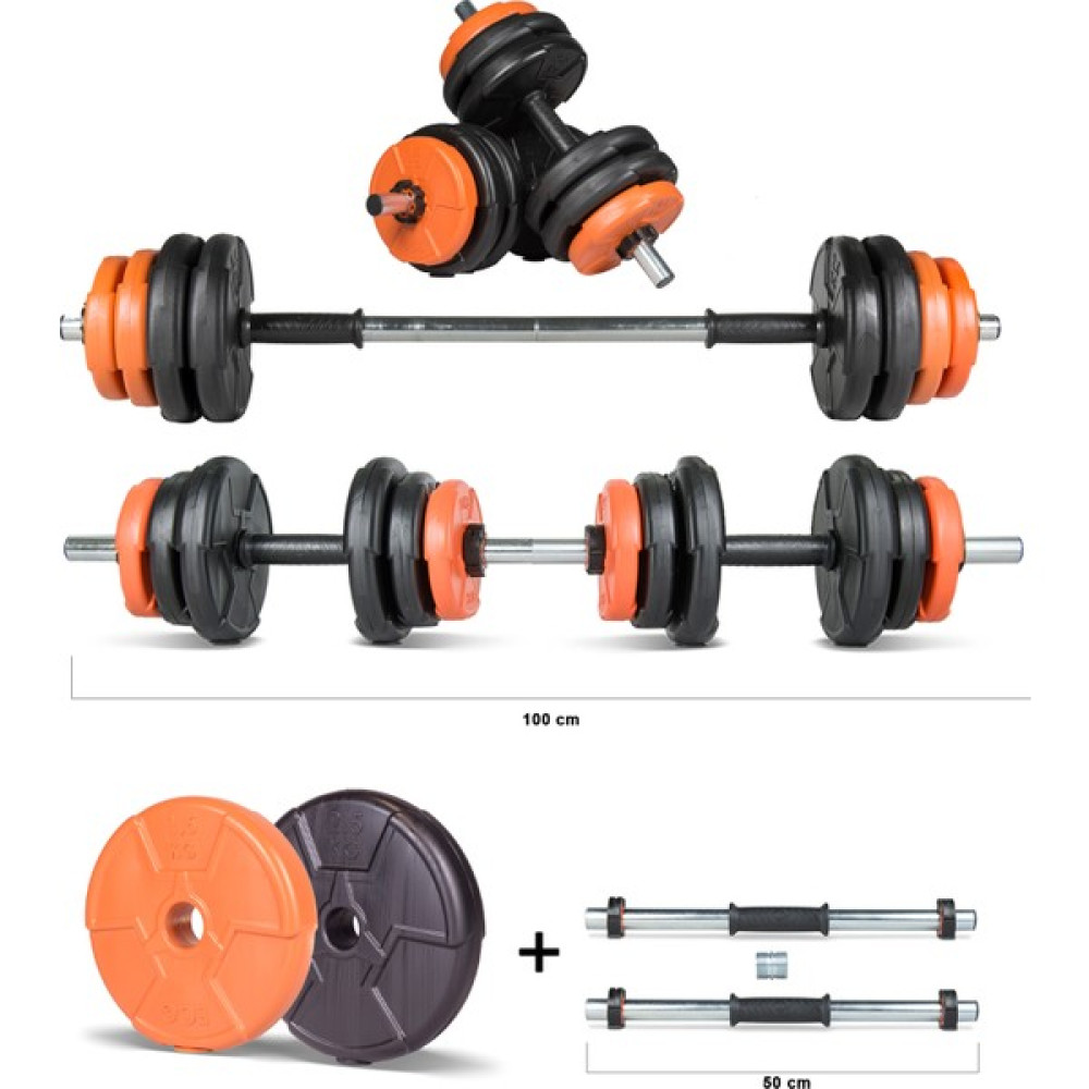Ecgspor 17 kg Multifonksiyonel Turuncu Siyah Halter Seti ve Dambıl Seti Dambıllar & El / Ayak Ağırlıkları Fiyatı