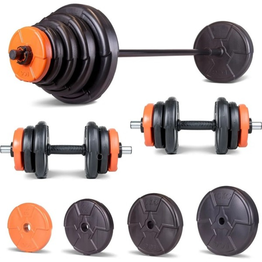 Ecgspor 56 kg Halter ve Dambıl Seti Turuncu Siyah (Net 56 kg Ağırlık Içerir) Dambıllar & El / Ayak Ağırlıkları Fiyatı