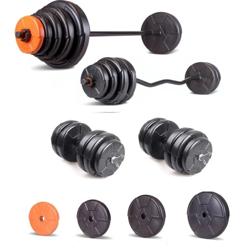 Ecgspor 79 kg Z Bar Halter ve Dambıl Seti Turuncu Siyah (76 kg Ağırlık Plakası Barlar) Dambıllar & El / Ayak Ağırlıkları Fiyatı