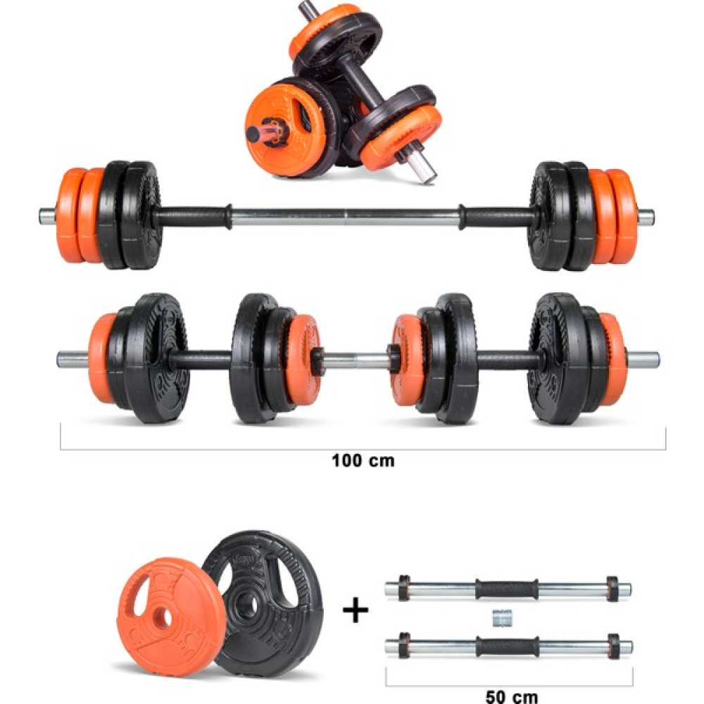 Ecgspor Yıldız Serisi 12 kg Multifonksiyonel Turuncu Siyah Halter Seti ve Dambıl Seti Dambıllar & El / Ayak Ağırlıkları Fiyatı