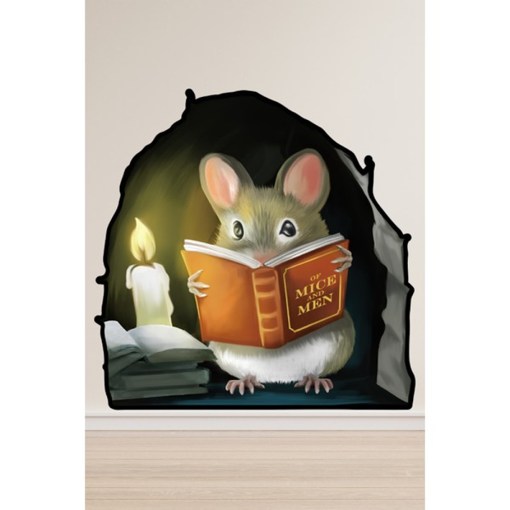 Echo Home Fare Deliğinde Mum Ile Kitap Okuyan Fare Duvar Sticker Eeğlenceli Duvar Sticker Duvar Stickerı Fiyatı
