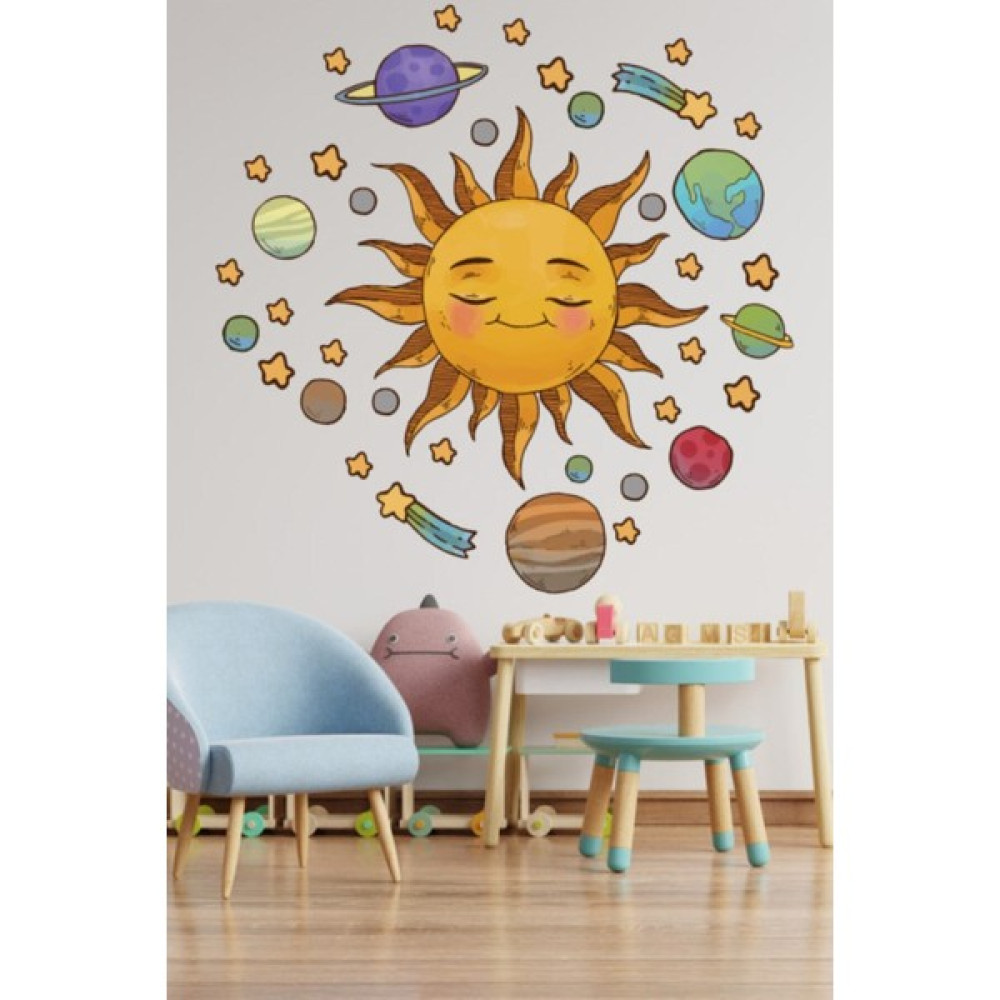 Echo Home Güneş Sistemi ve Uzay Duvar Sticker Sulu Boya Renkler - 60 x 15 cm - Renkli Sticker Fiyatı