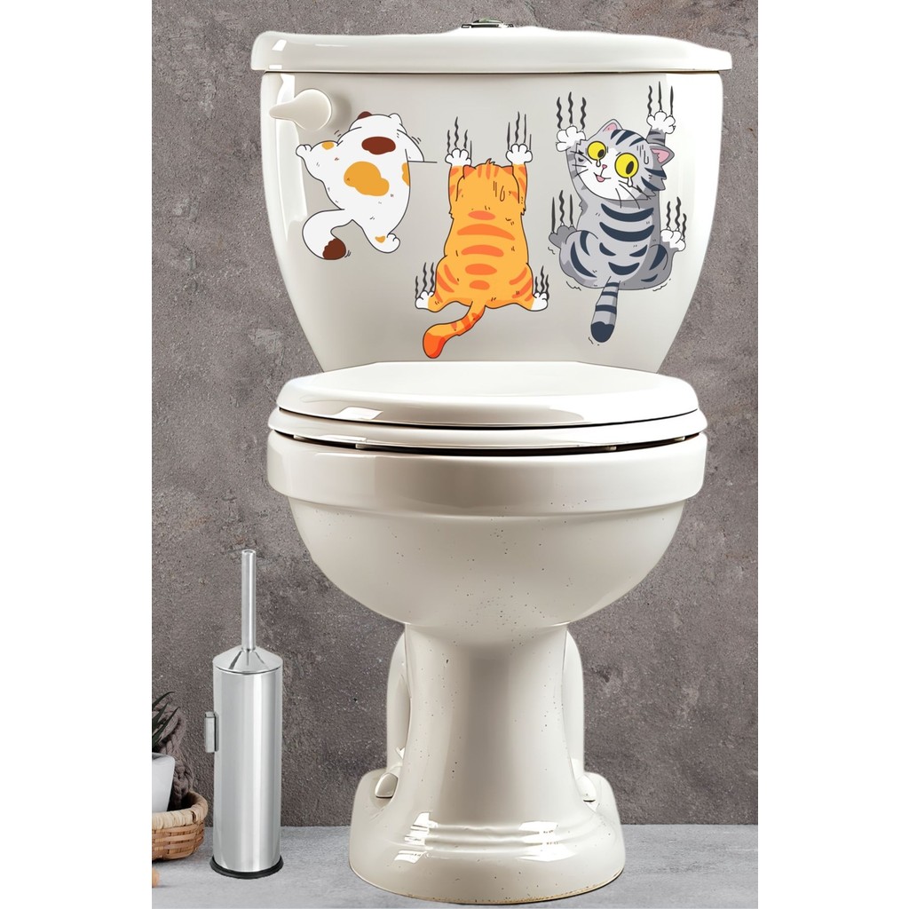Echo Home Klozet Sticker Tırmanan Sevimli Kediler Çizik Tuvalet Sticker - 30 x 27 Evcil Hayvan Ürünleri Fiyatı