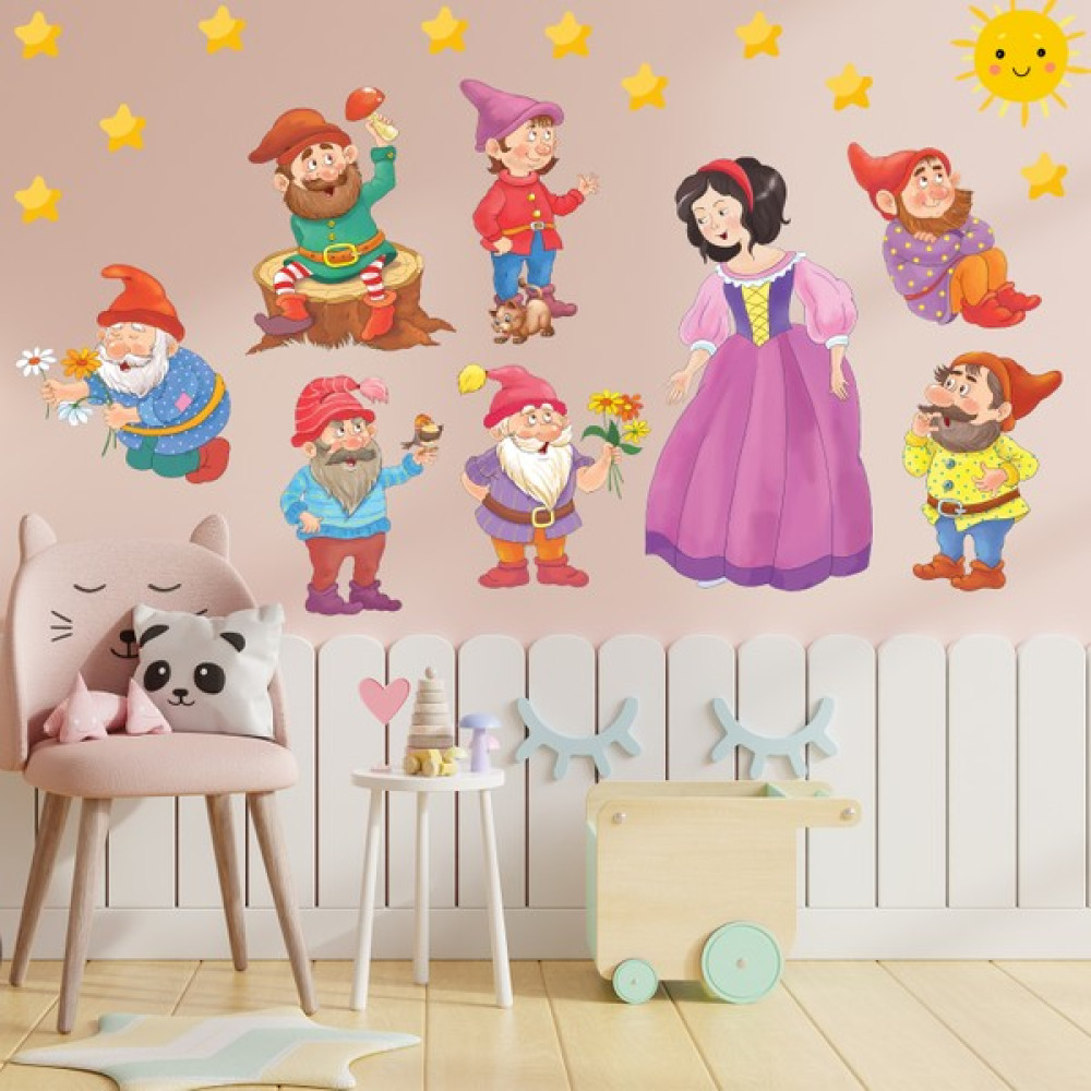 Echo Home Pamuk Prenses ve Yedi Cüceler Anaokulu ve Çocuk Odası Duvar Sticker Sticker Fiyatı