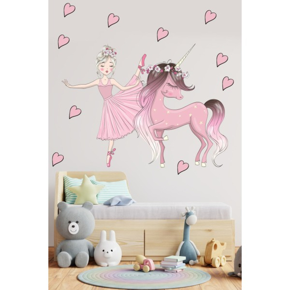 Echo Home Pembe Balerin ve Unicorn Çocuk Odası Sticker - 35x45 cm Sticker Fiyatı