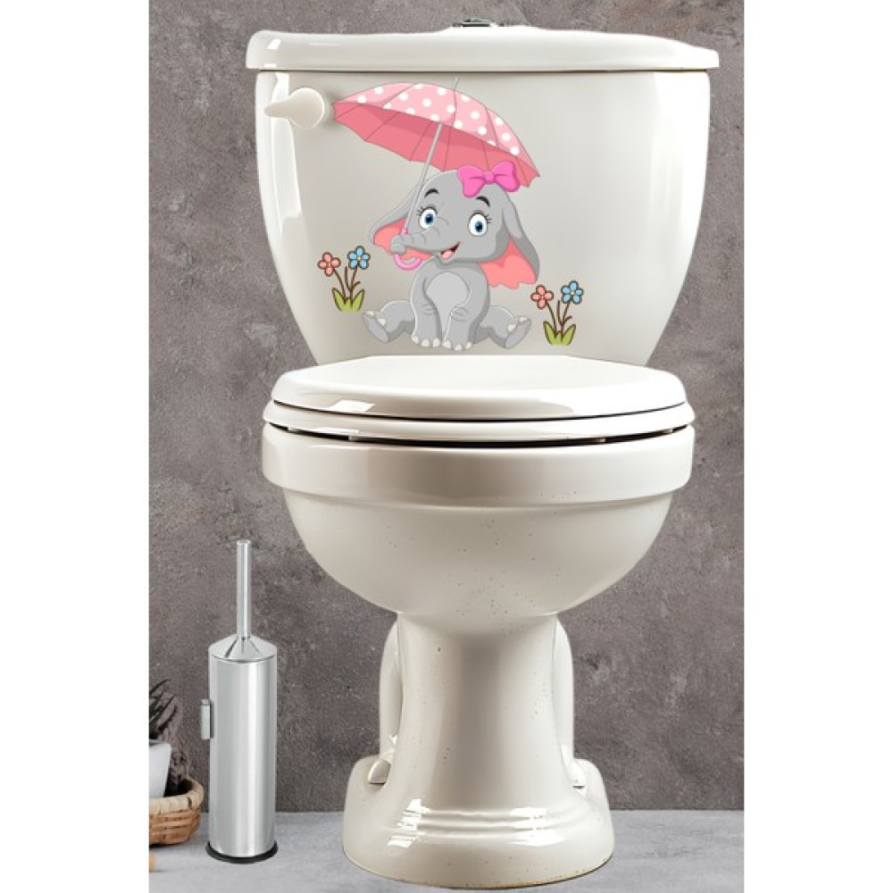 Echo Home Pembe Şemsiyeli Sevimli Minik Fil Klozet Sticker Banyo Sticker - 30 x 23 cm Oto Boyaları Fiyatı
