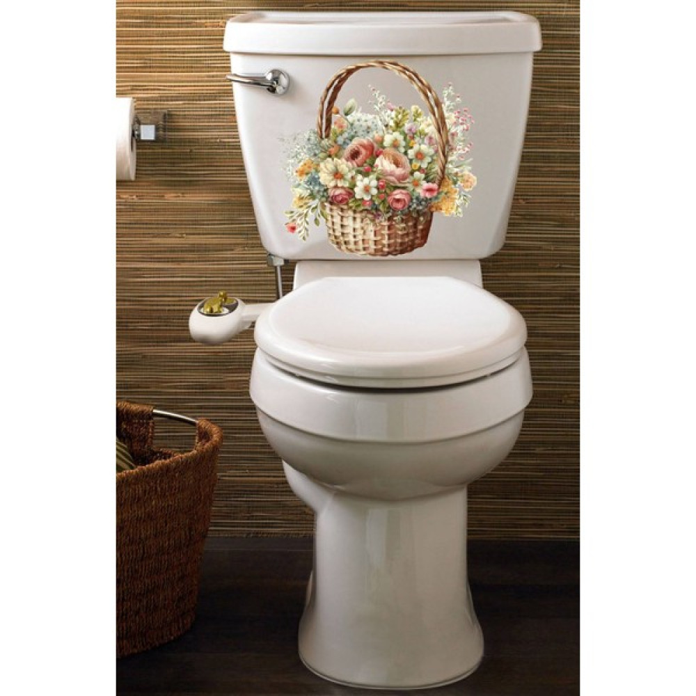 Echo Home Sepetteki Güller ve Kır Çiçekleri Klozet Sticker Banyo Sticker - 30 x 30 cm Duvar Stickerı Fiyatı