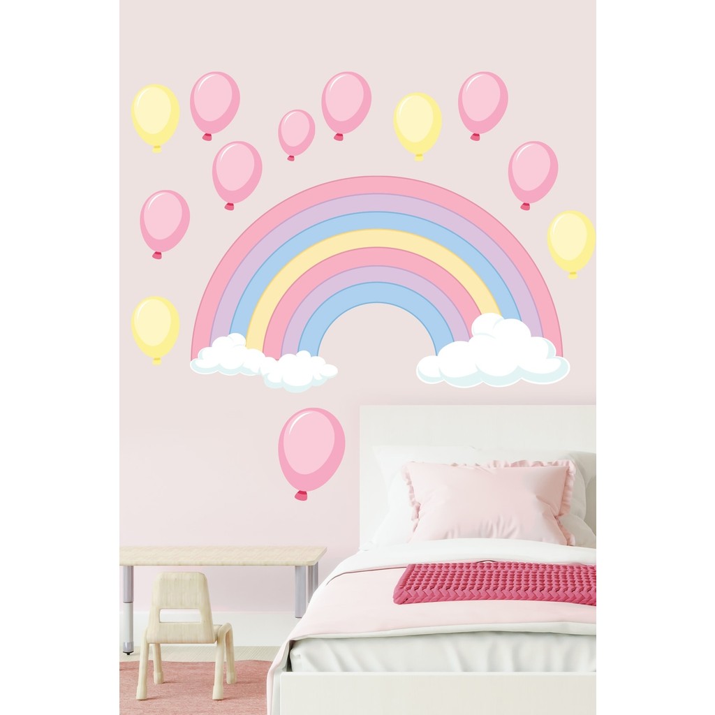 Echo Home Soft Renkli Gökkuşağı Bulutlar ve Balonlar Çocuk Odası Duvar Sticker - 60 x 15 cm SSD / Solid State Drive Fiyatı