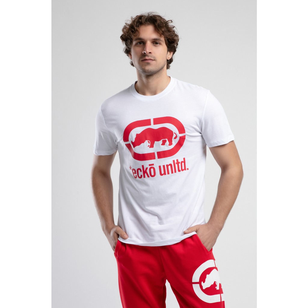 ECKO UNLTD Marc Beyaz - Kırmızı Bisiklet Yaka Baskılı Standard Fit Erkek Tshirt Bisikletler Fiyatı