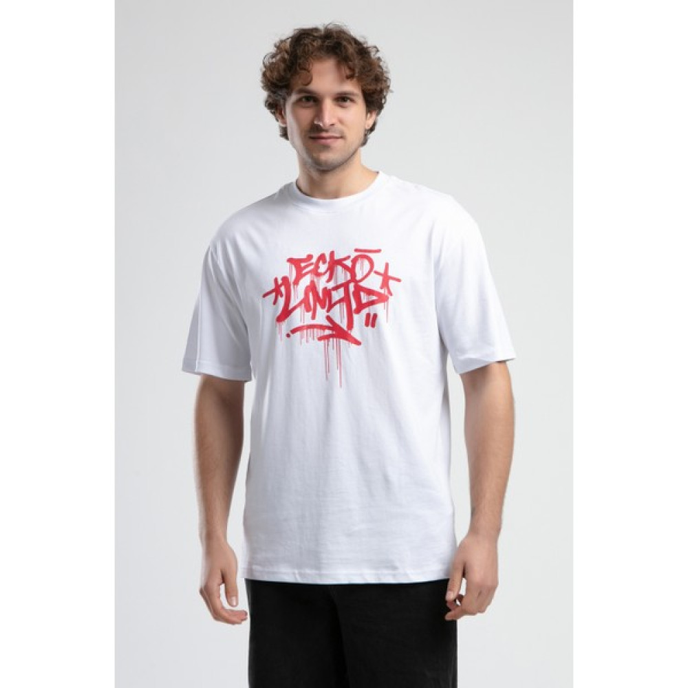 ECKO UNLTD Oculus Beyaz Bisiklet Yaka Baskılı Oversize Erkek Tshirt Erkek T-shirt Fiyatı