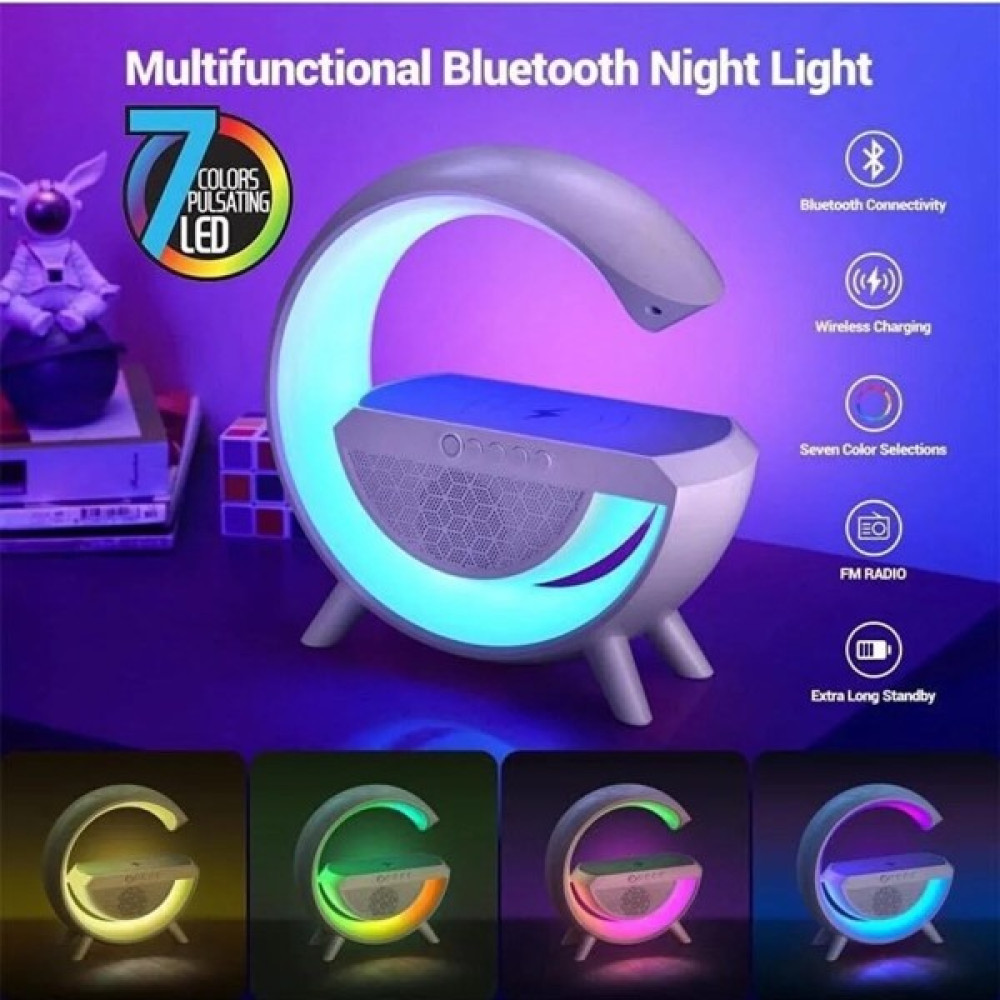 Eco Center Bluetooth Hoparlör, Kablosuz Şarj Özellikli, Gece ve Masa Lambası,speaker Wireless Şarjlı G Hoparlör - Beyaz Bluetooth Hoparlör Fiyatı