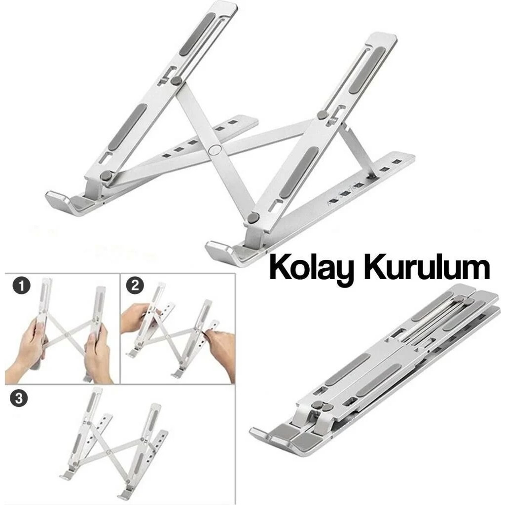 Eco Center Jx-18 Laptop Stand Macbook Notebook Katlanabilir Taşınabilir Metal Standı,taşınabilir Laptop Standı - Gümüş Diğer Fiyatı