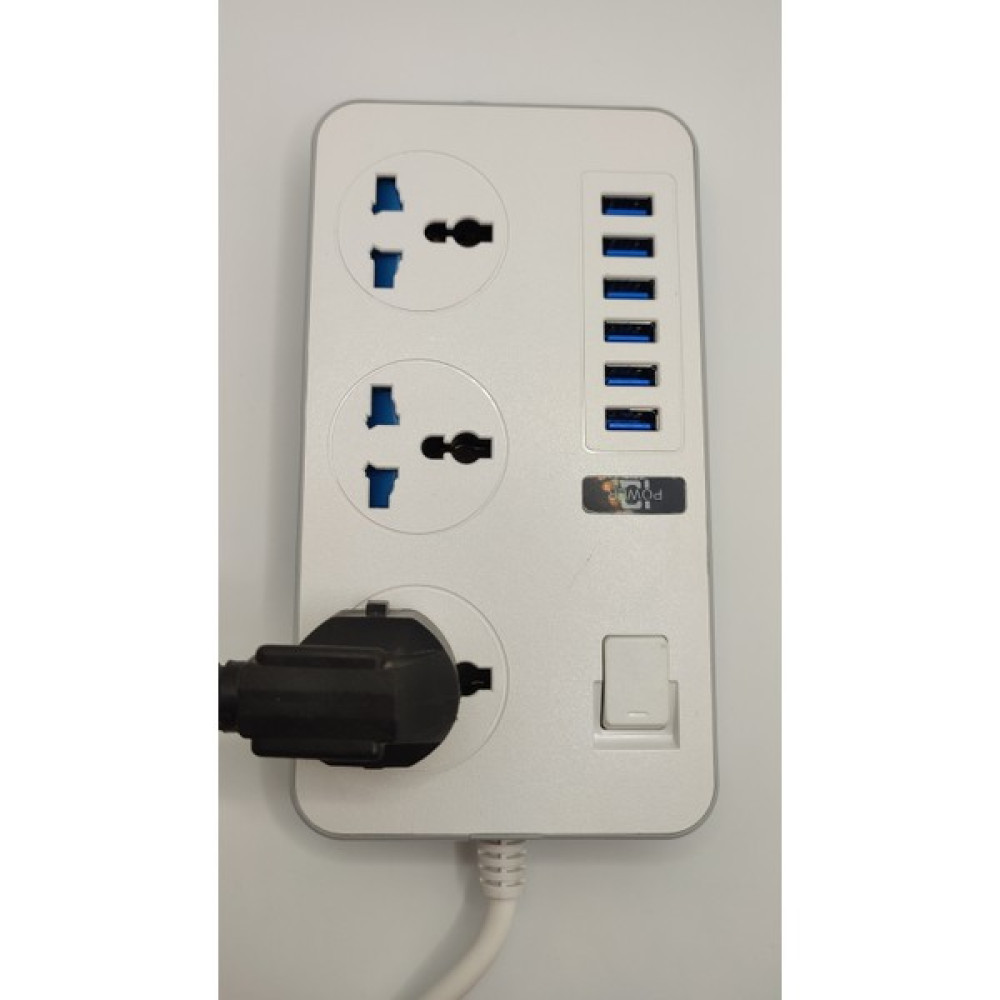 Eco Center TB-T09 Akım Korumalı 3'lü Grup Priz, 6'lı USB Şarj,2 M KABLOLU,3000W Akım-Korumalı - Beyaz Prizler Fiyatı
