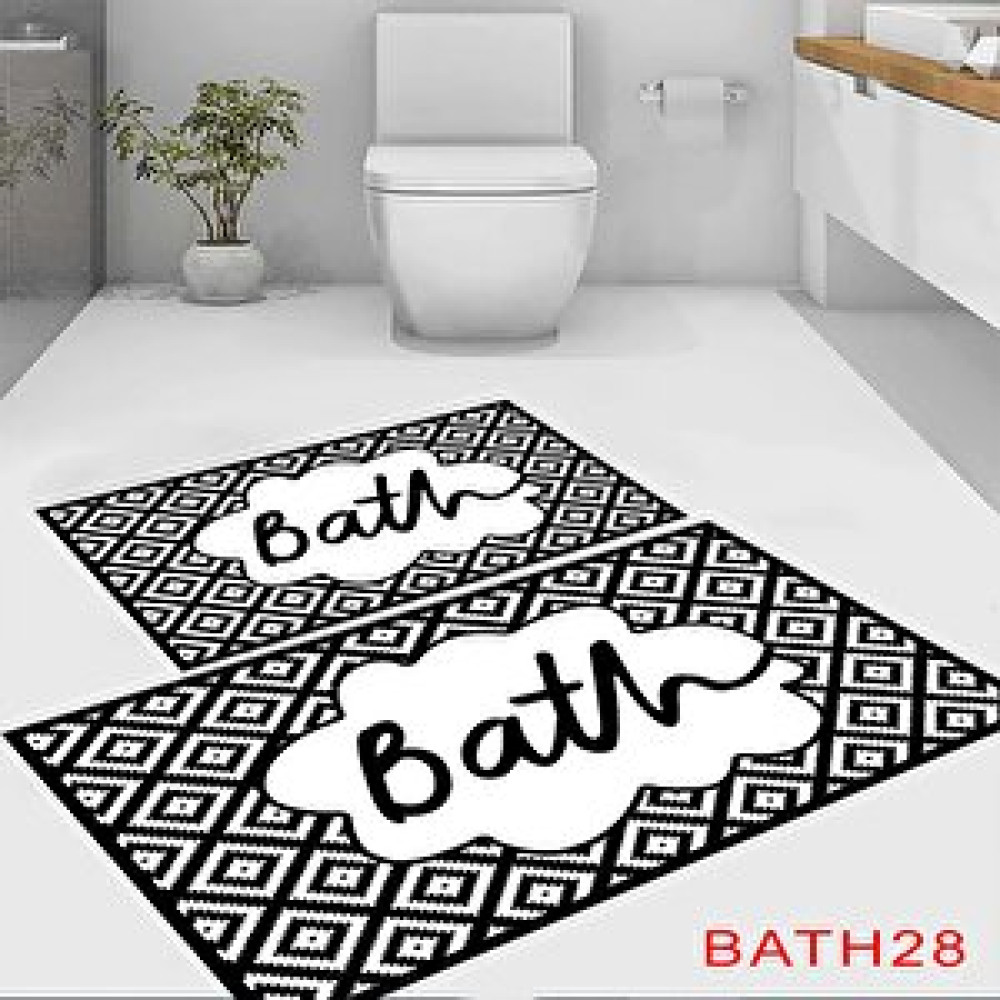 Eco Concept Bath Yazılı Banyo Paspası, Dekoratif Klozet Takımı, Siyah Renk Klozet Takımı, Kaymaz Taban Paspas, Yıkanabilir Paspas, 2'li Klozet Takımı Banyo Halısı Fiyatı