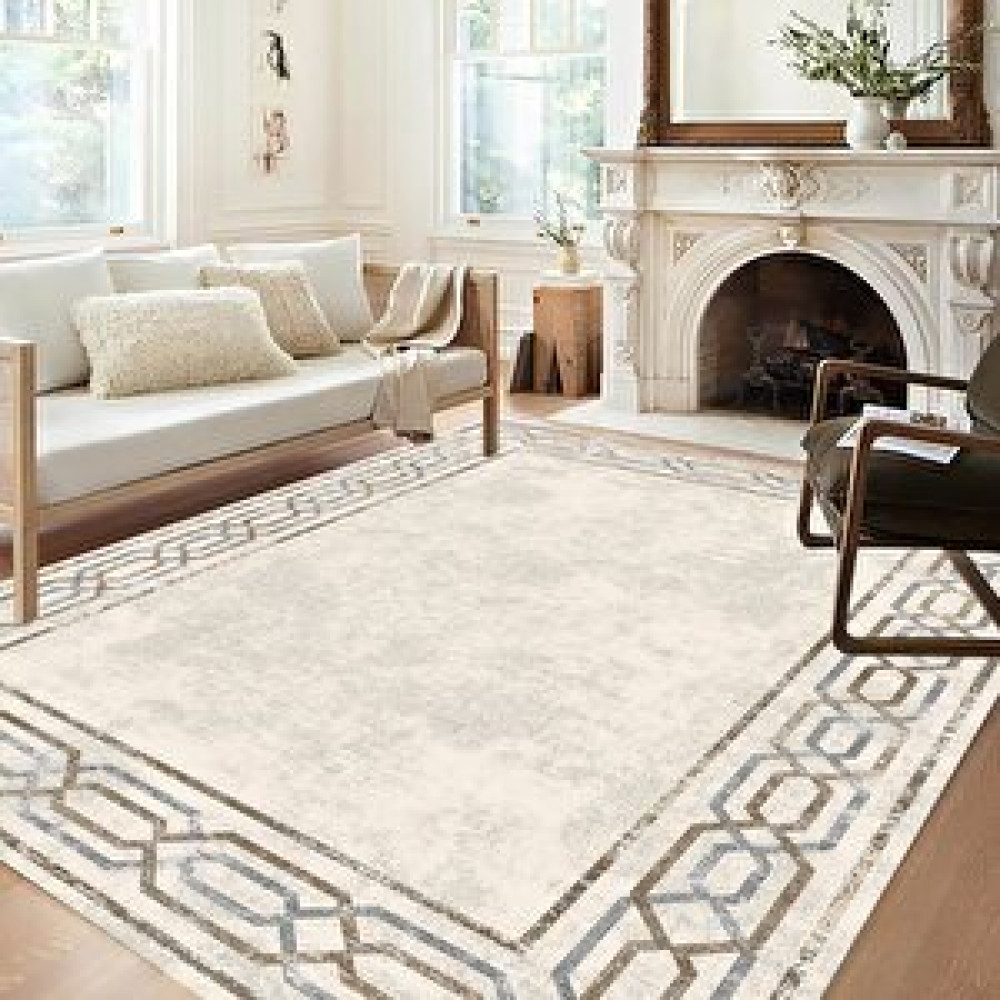 Eco Concept Bej Renk Yolluk, Modern Desen Halı, Kaymaz Taban Halı, Yıkanabilir Halı, Leke Tutmaz Halı, 160x200 cm Yolluk Fiyatı