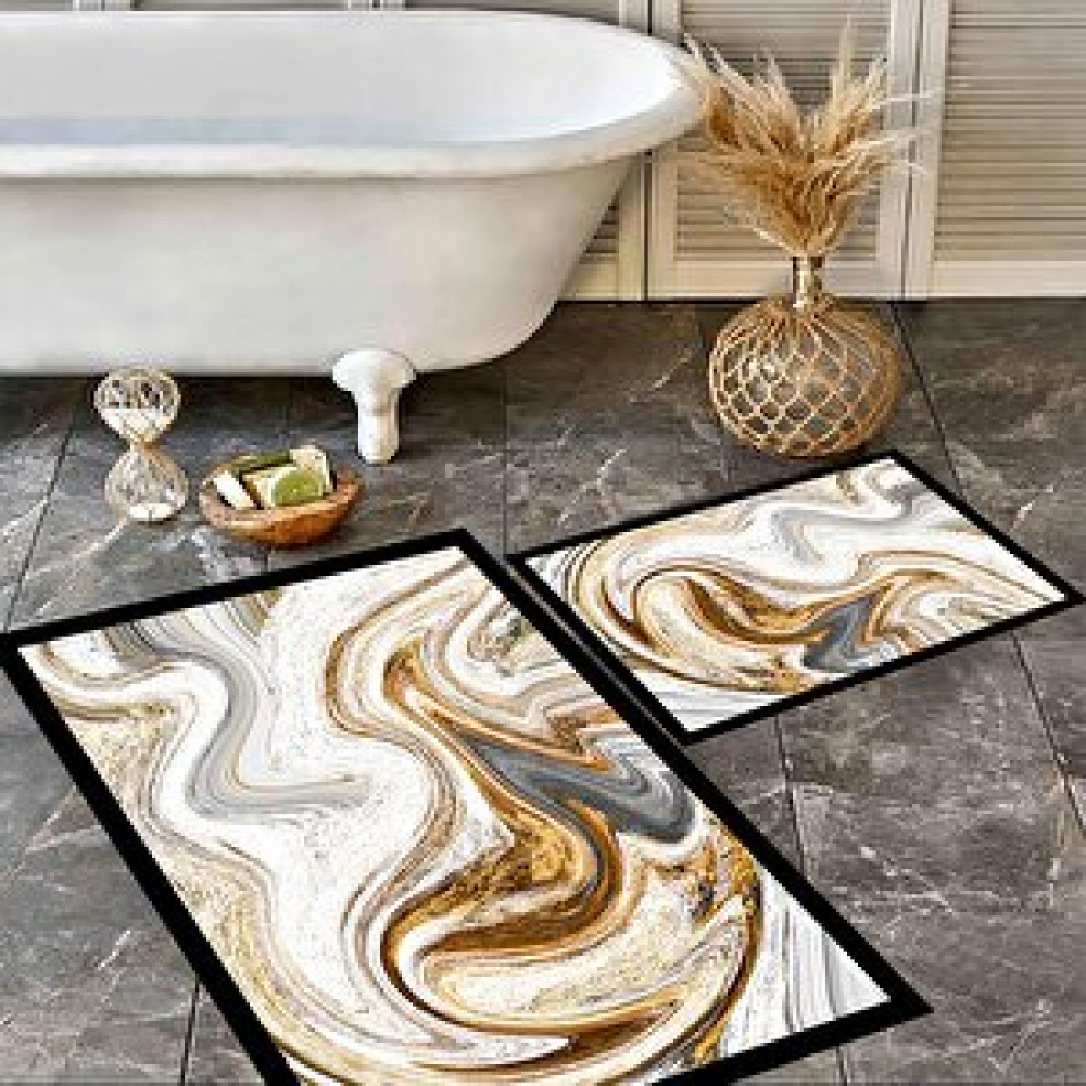 Eco Concept Dekoratif Banyo Paspası, Kaymaz Taban Klozet Takımı, Yıkanabilir Paspas, Banyo Halısı Fiyatı