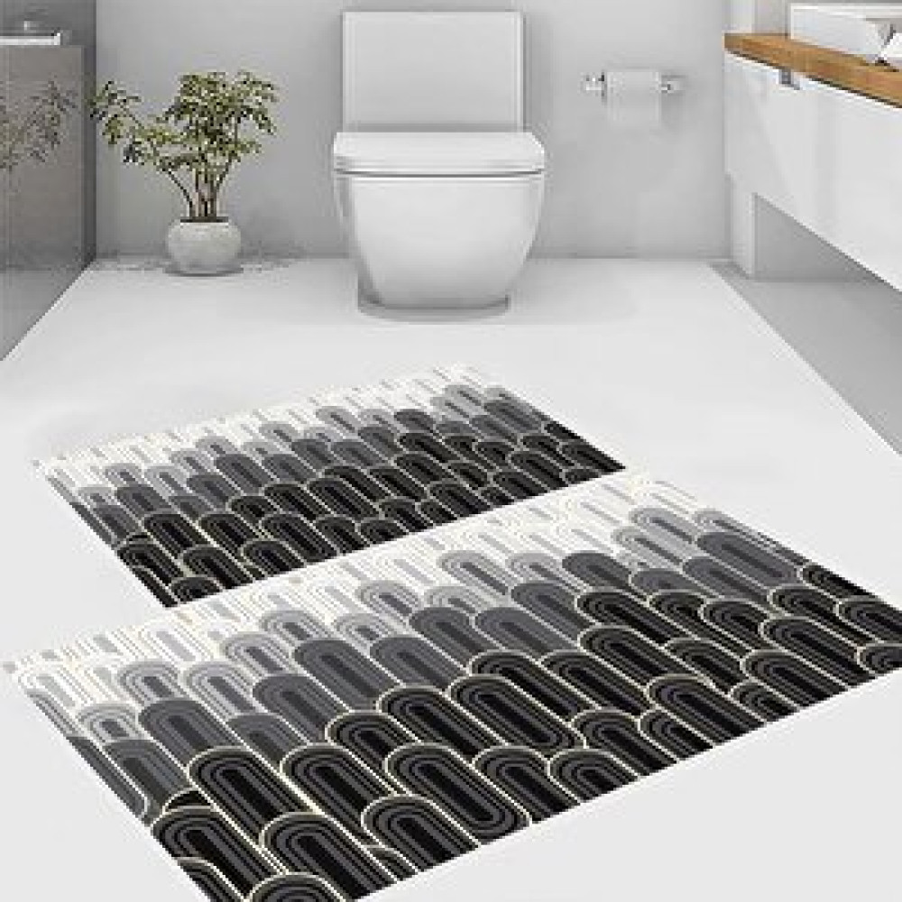Eco Concept Geometrik Desen Banyo Paspası, Kaymaz Taban Klozet Takımı, Yıkanabilir Banyo Paspası, Banyo Halısı Fiyatı