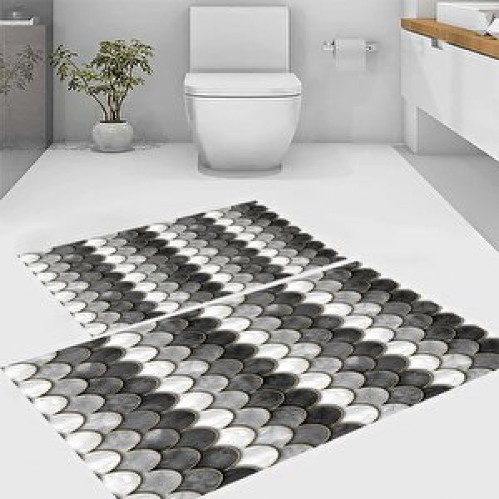 Eco Concept Geometrik Şekilli Banyo Paspası, Klozet Takımı, Kaymaz Taban Paspas, Yıkanabilir Banyo Paspası, Banyo Halısı Fiyatı