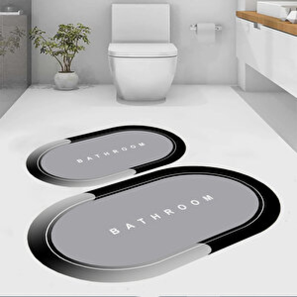 Eco Concept Gri Renk Klozet Takımı, Oval Banyo Paspası, Dekoratif Paspas, 2'li̇ Klozet Takımı, Kaymaz Taban, Yıkanabilir Paspas, 60x100 cm Banyo Halısı Fiyatı