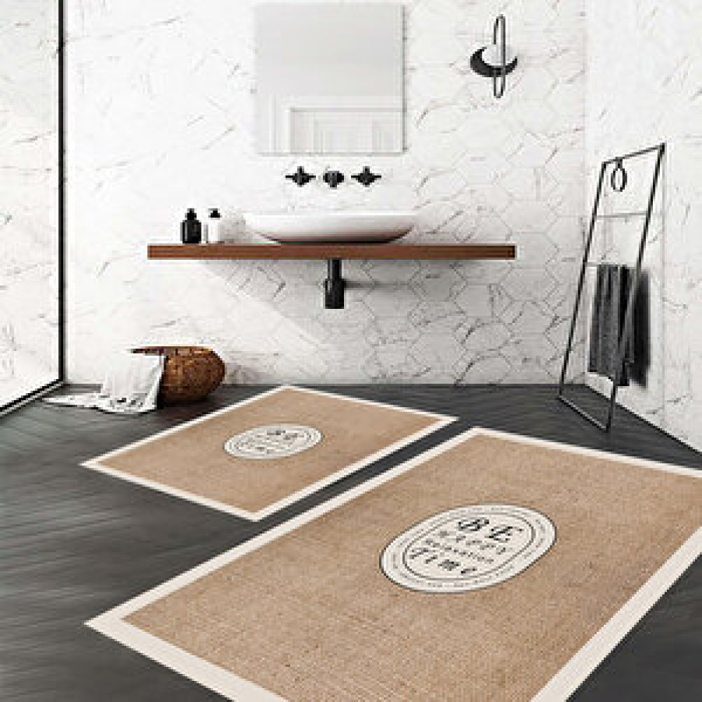 Eco Concept Jüt Desen Paspas, Hasır Banyo Paspası, Kaymaz Taban Klozet Takımı, Dekoratif Paspas, 60x100 cm Banyo Halısı Fiyatı