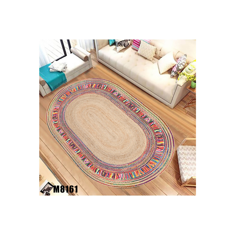 eco concept Oval Hasır Desen Dijital Baskı Yıkanabilir Kaymaz Taban Ince Salon Mutfak Balkon Halısı 100 x 300 Beden Kilim Fiyatı