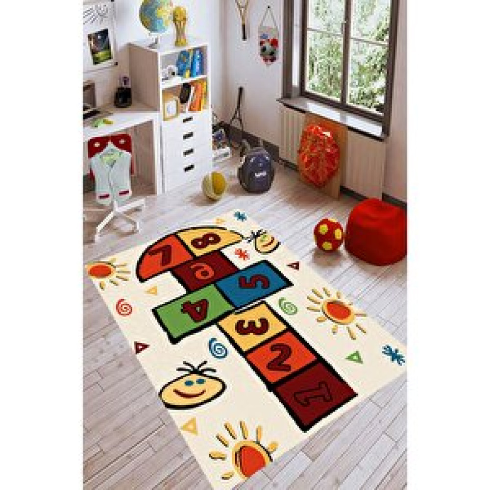 Eco Concept Seksekli Çocuk Halısı Renkli Çocuk Halısı Oyun Halısı Kaymaz Taban Halı Makinede Yıkanabilir Halı 90x300 cm Bebek Odası Halı Fiyatı