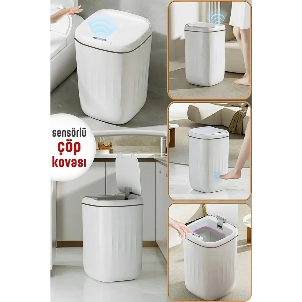 Eco Lounge Akıllı Teknolojik Çöp Kutusu Uv Işıklı Otomatik Aç Kapat Sensörlü Mutfak Banyo Ev 20L Diğer Fiyatı