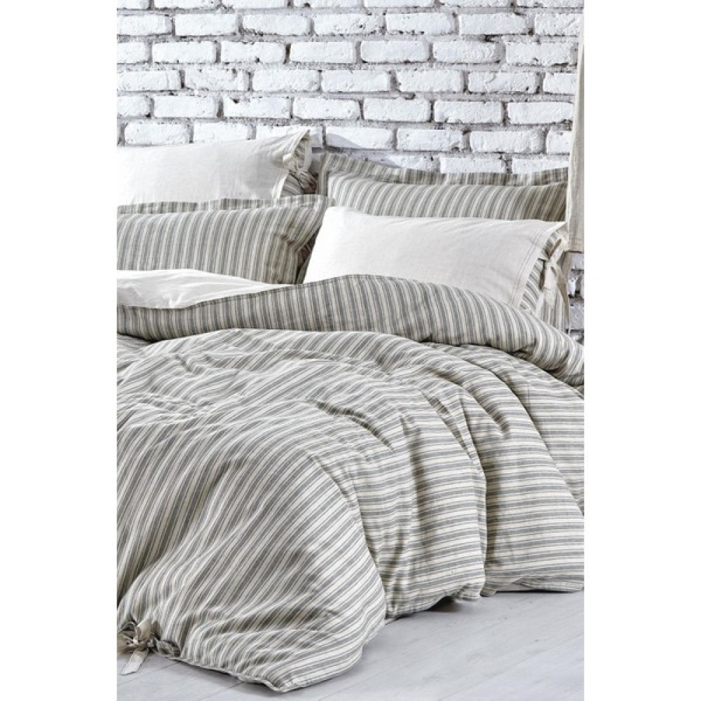 Ecocotton Ala Battal Boy Nevresim Takımı %100 Organik Pamuk Keten Yeşil 240X220 cm - 220 x 240 cm Nevresim Takımı Fiyatı