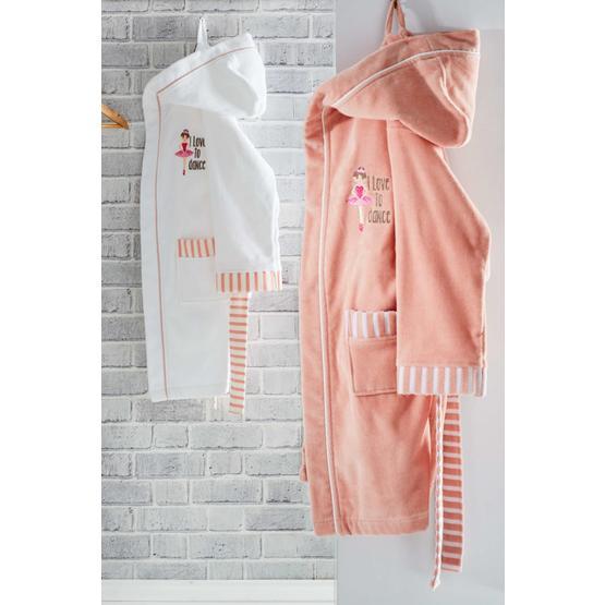 Ecocotton Balerin Beyaz Organik Pamuk 5-6 Yaş Çocuk Bornozu